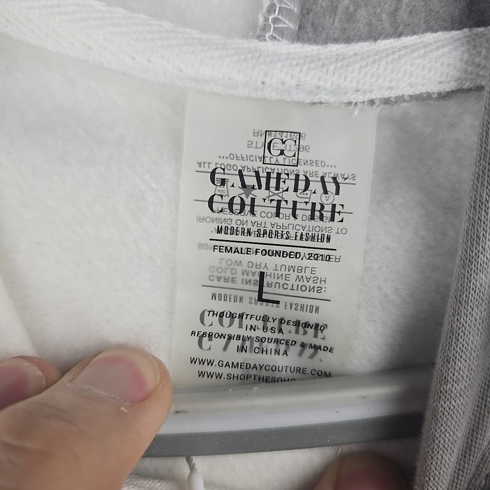 Gameday Couture University Of Georgia Hoodie Womens' Size L White Gray Split - Picture 5 of 9